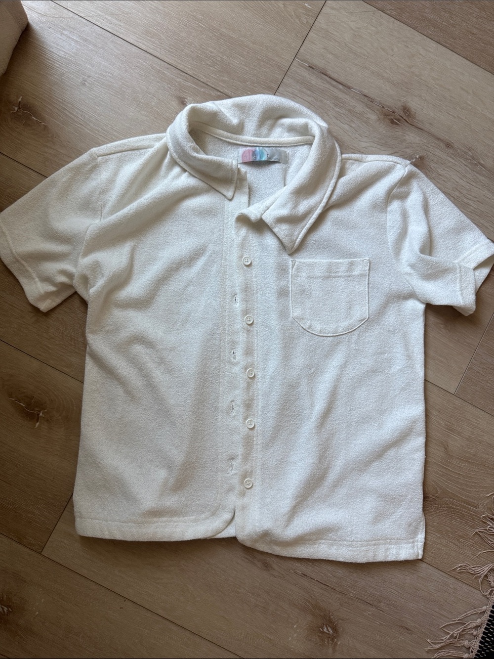 Free People Beach Cream Short Sleeve Collar Shirt S/P